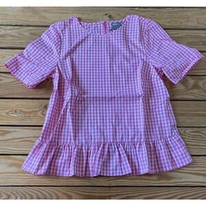 NWT Asos Check Ruffle Hem Peplum Top Size 4 Tall Women’s Pink